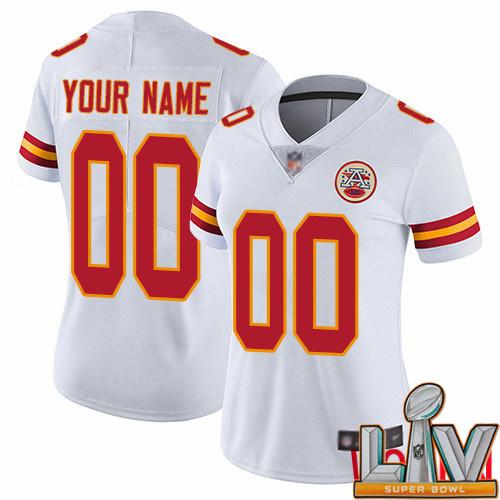 Super Bowl LV 2021 Women Kansas City Chiefs Customized White Vapor Untouchable Custom Limited Football Jersey
